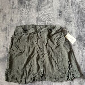 Chic Olive Button-Down Skirt